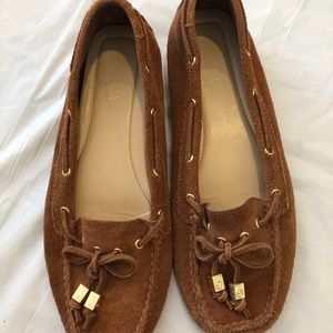 Michael Kors tan suede moccasin tassel loafers